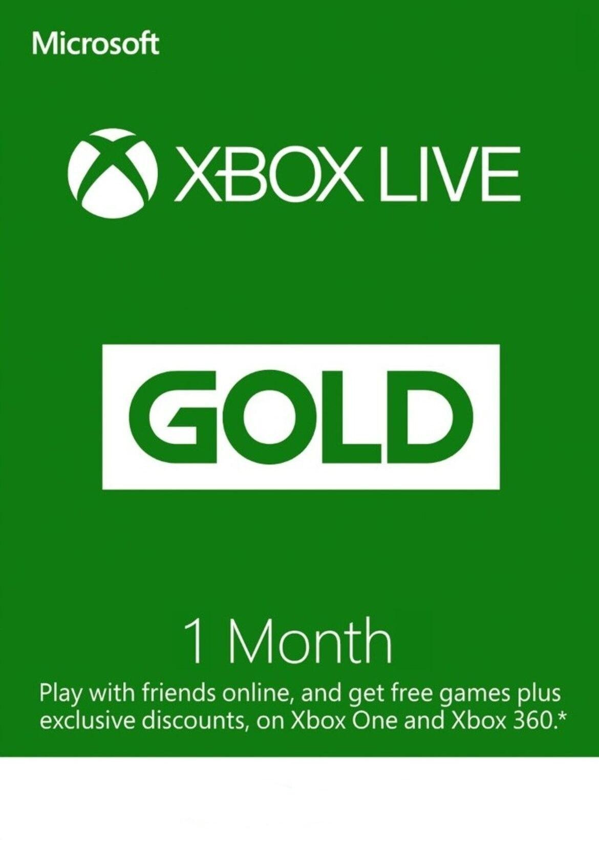 Электронный код-подписка Xbox Live Gold на 1 месяц Xbox 360/One/Series для всех регионов и стран