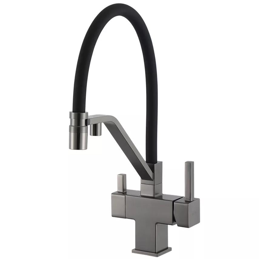 Смеситель для кухни Gappo G4395-69 на две воды Графитовый (196853)