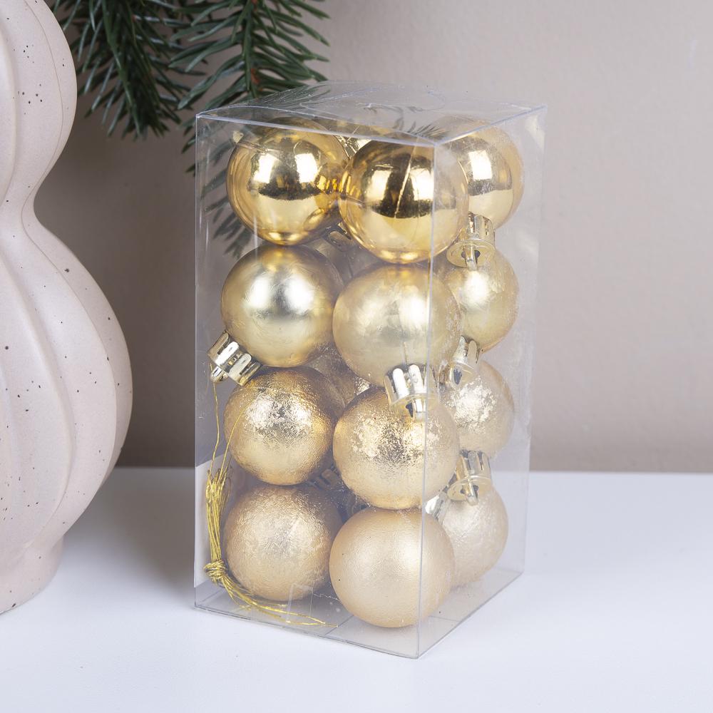 Кулі ялинкові 3 см 16 шт. Золотий (7365-4)