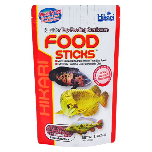 Корм сухой Hikari Tropical Food Sticks для аквариумных рыб-хищников 20+ см палочки 11-13 мм 250 г плавающий (21729)