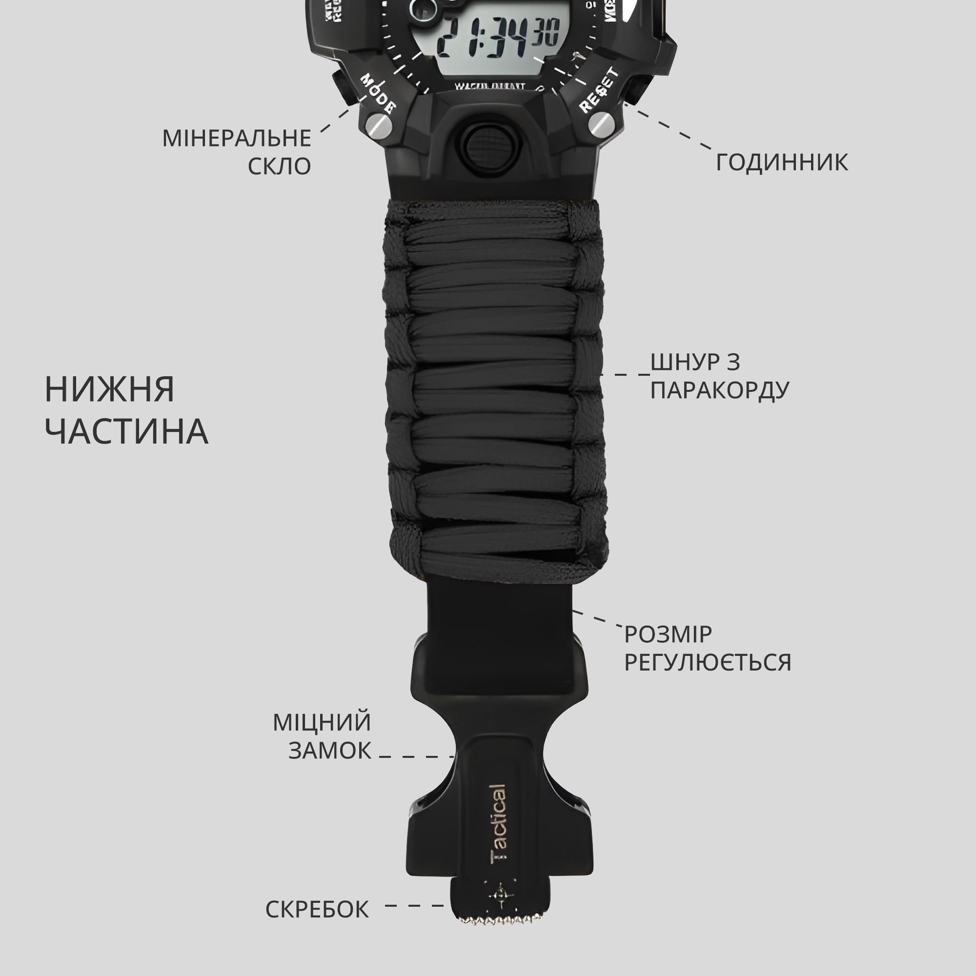 Наручний годинник чоловічий Yuzex Tactical BLK водонепроникний/багатофункціональний (13921674) - фото 3