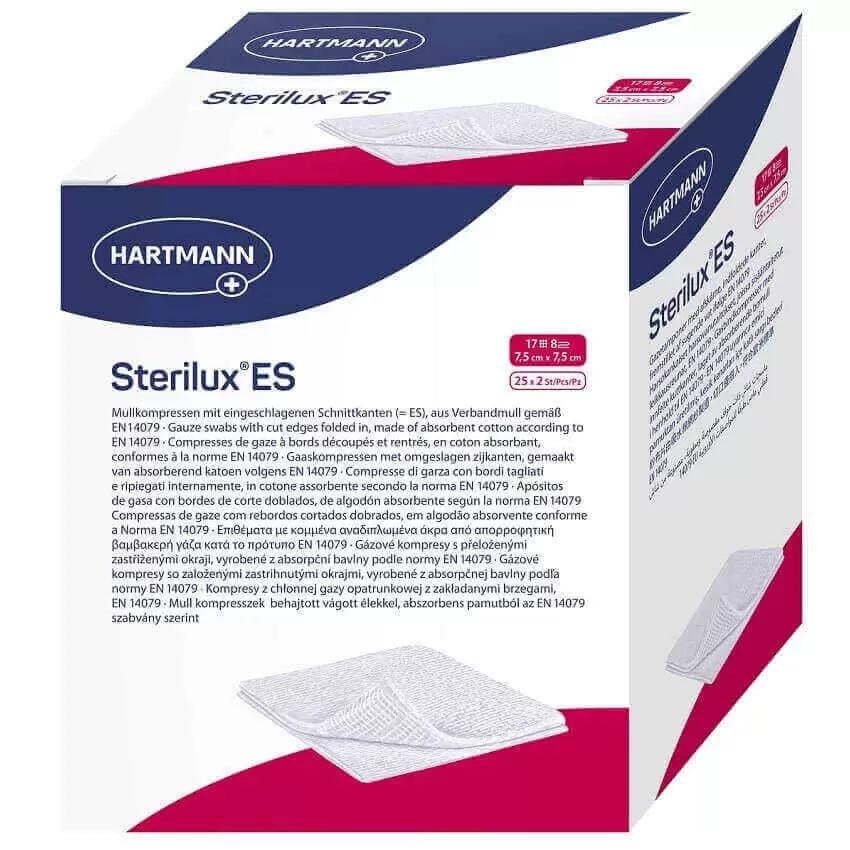 Марлевые салфетки Sterilux ES 7,5х7,5 см стерильные 25х2 шт. в уп.