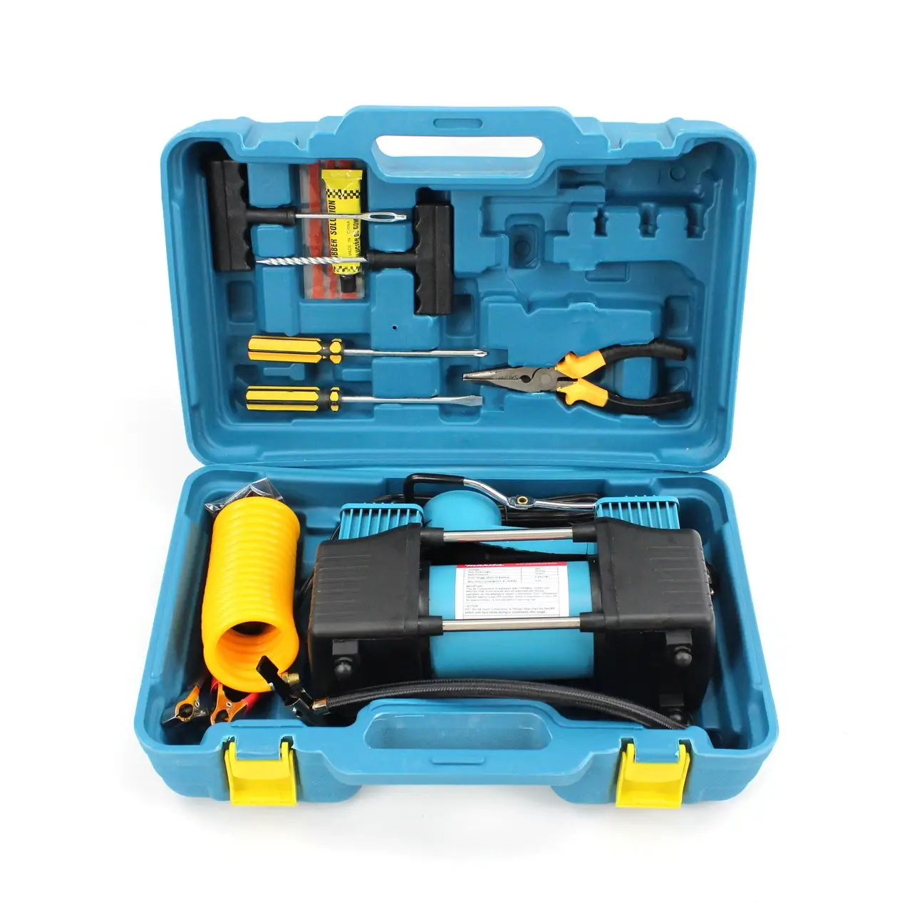 Компрессор автомобильный с набором инструментов в кейсе (opt-103519)