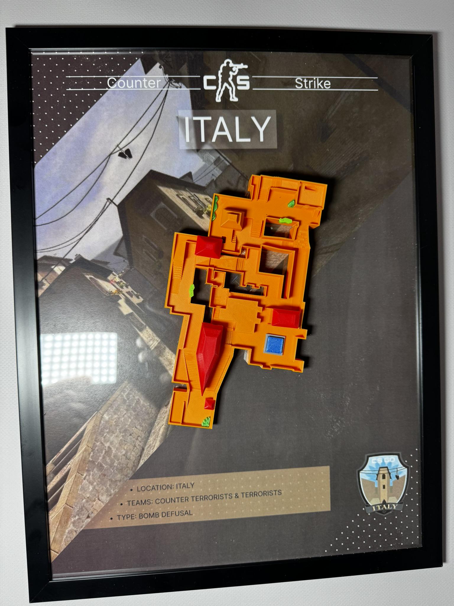 Карта 3D Italy по игре Counter Strike 30х40 см