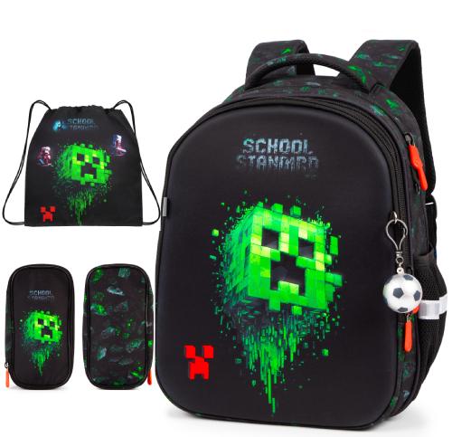 Школьный ортопедический рюкзак 3 в 1 для мальчика School Standard 38х30х18 см Майнкрафт в 1 класс (Full 170-84)