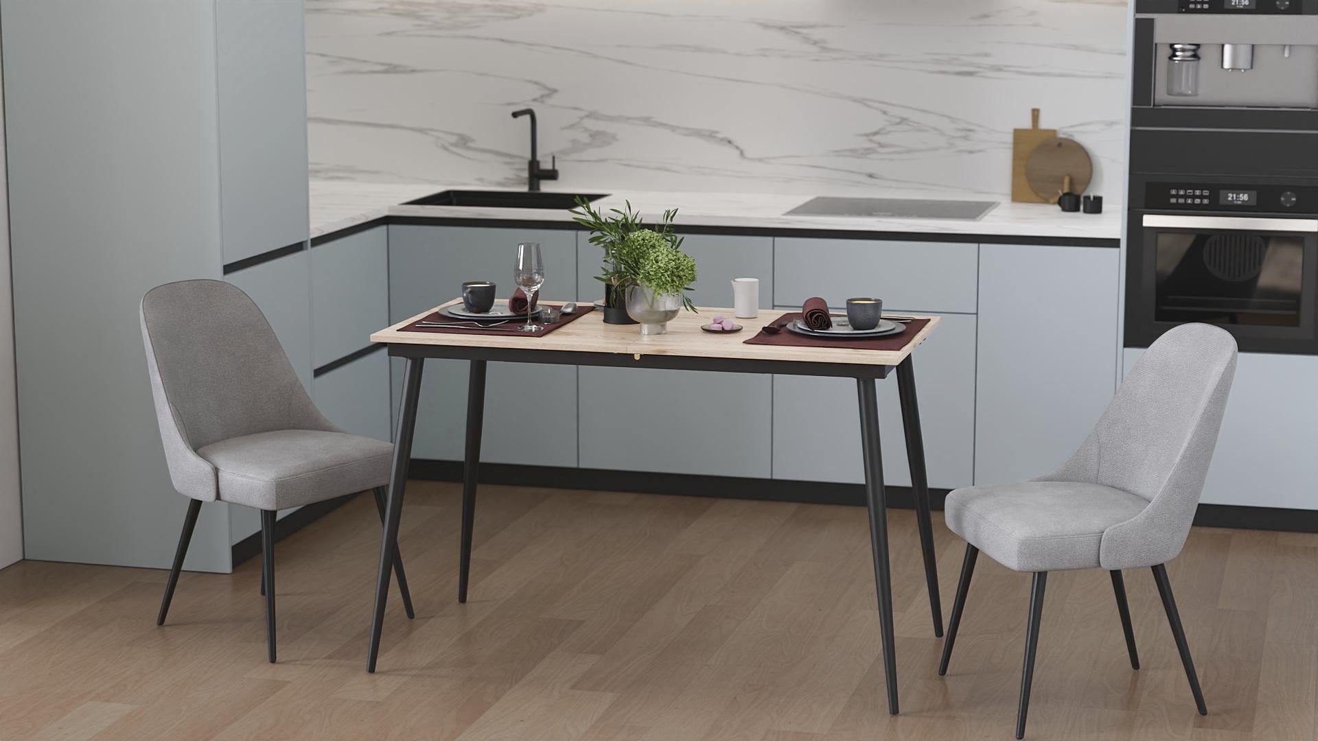 Обеденный стол раскладной Ferrum-decor Данди на конусных ногах металл/ДСП 16 мм 75x120/160x70 см Черный/Дуб Сан-Марино (FRD-106782) Обеденный стол раскладной Ferrum-decor Данди на конусных ногах металл/ДСП 16 мм 75x120/160x70 см Черный/Дуб Сан-Марино (FRD-106782)