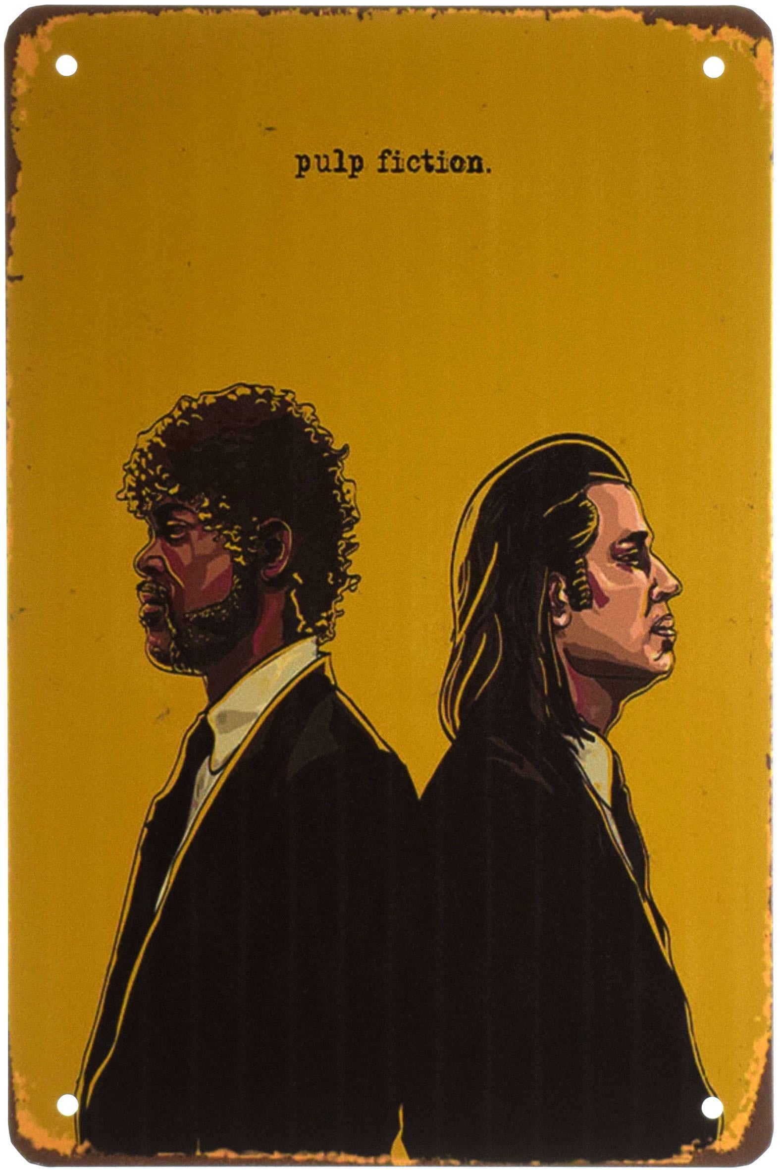 Табличка металлическая Криминальное Чтиво Желтый Фон/Pulp Fiction 20x30 см Табличка металлическая Криминальное Чтиво Желтый Фон/Pulp Fiction 20x30 см