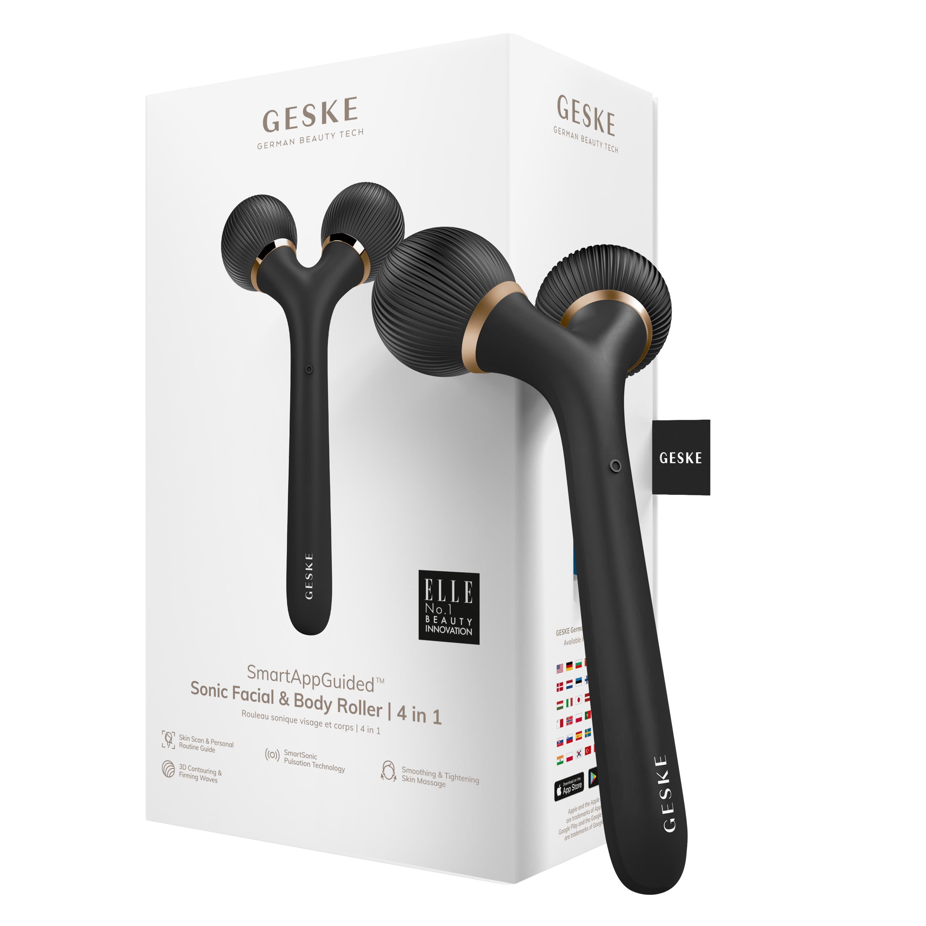 Ролик електронний для обличчя GESKE Sonic Facial Roller 4в1 ультразвуковий Grey (HB0124)