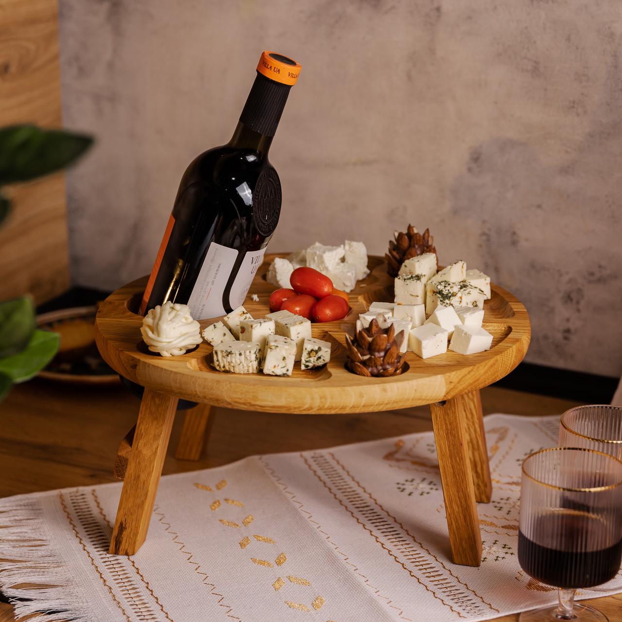 Столик-менежанка винный из дерева круглый на ножках дуб 35 см - фото 8 Столик-менежанка винный из дерева круглый на ножках дуб 35 см - фото 8