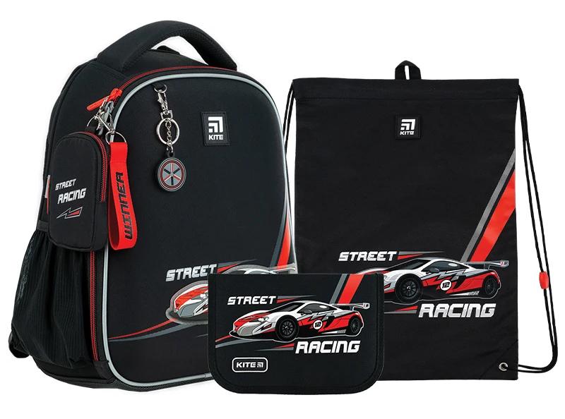 Набор KITE Education Racing рюкзак школьный каркасный/пенал/сумка для обуви (202821)