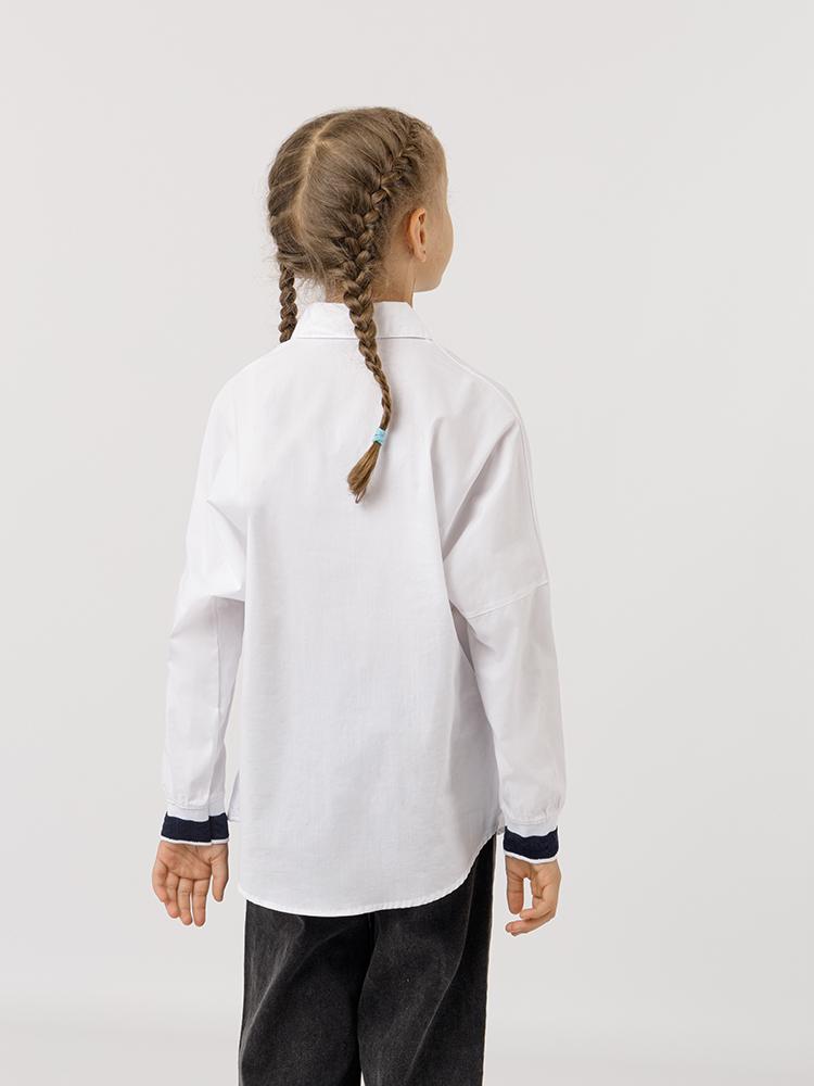 Рубашка для девочки ЦБ-00228267 128 см Белый (SKT000928743) - фото 3 Рубашка для девочки ЦБ-00228267 128 см Белый (SKT000928743) - фото 3