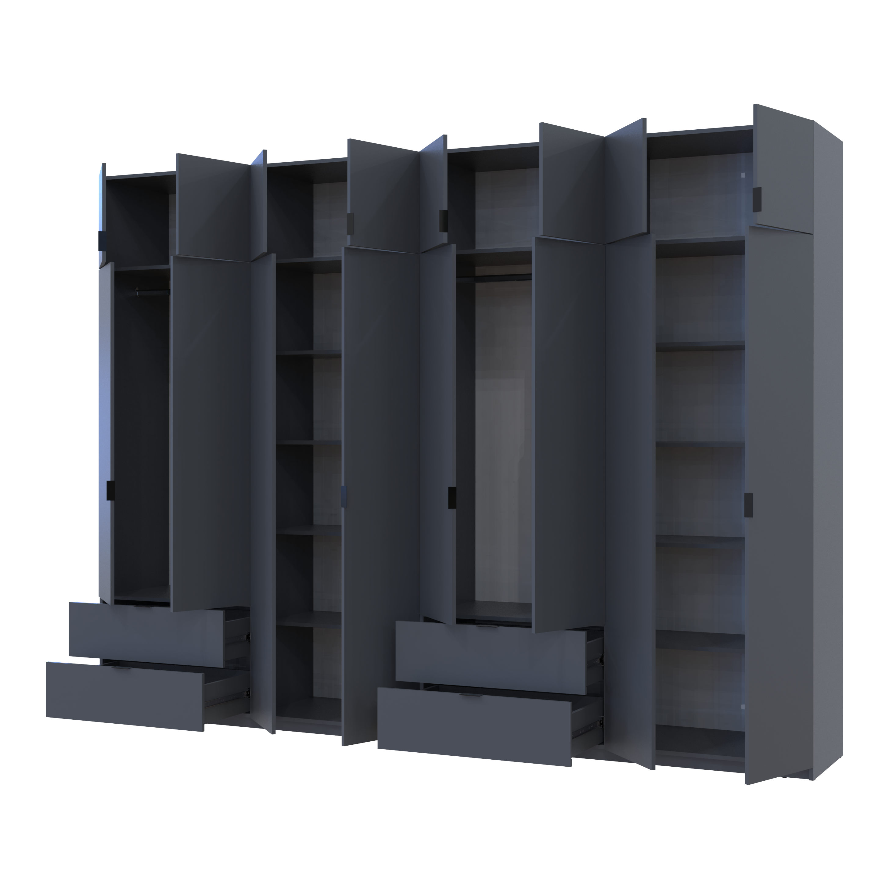 Комплект шкафов Лукас 4+4 ДСП 320х50х240 см Графитовый (42005129)