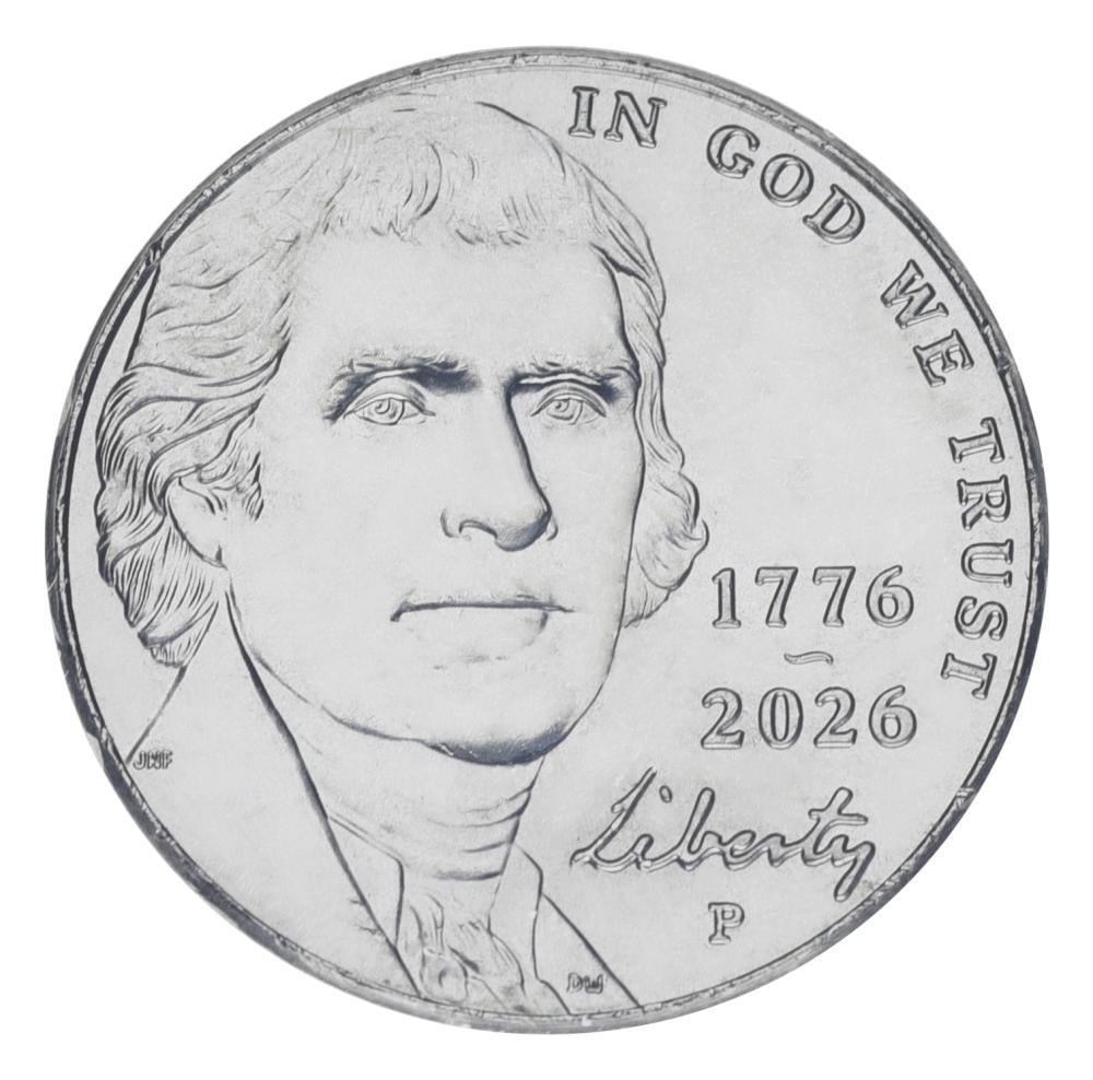 Монета коллекционная США 5 центов 2026 года UNC P 250 лет независимости США 1776-2026
