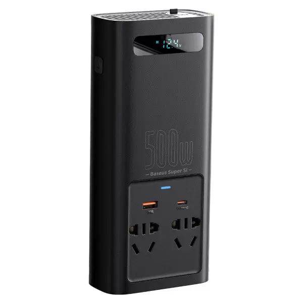 Инвертор автомобильный BASEUS 500 W 220 V CN/EU 2 розетки USB/Type-C 5 A с технологией QC3.0+PD3.0 Black (CGNB000101) - фото 4