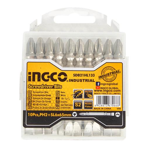 Биты двухсторонние INGCO S2 PH2+SL6x65 мм 10 шт. (000143277) Биты двухсторонние INGCO S2 PH2+SL6x65 мм 10 шт. (000143277)
