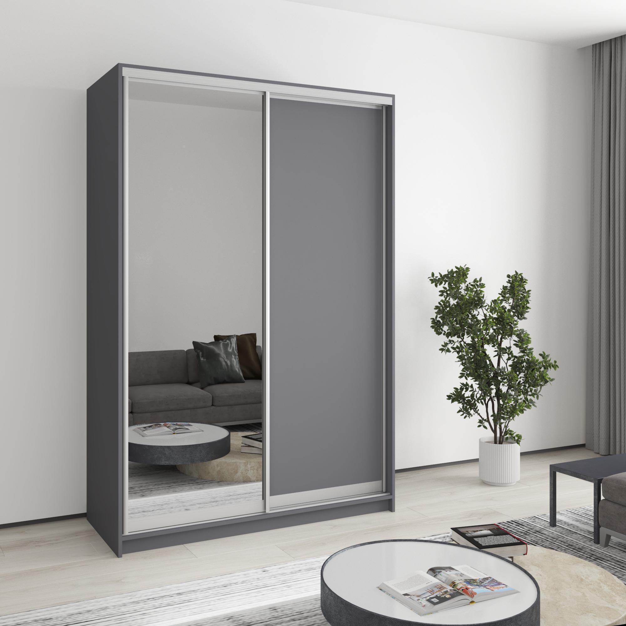 Шкаф-купе двухдверный MebelStar Стандарт AL ДСП/зеркало 140x45x210 см Антрацит (MBS-2364) Шкаф-купе двухдверный MebelStar Стандарт AL ДСП/зеркало 140x45x210 см Антрацит (MBS-2364)