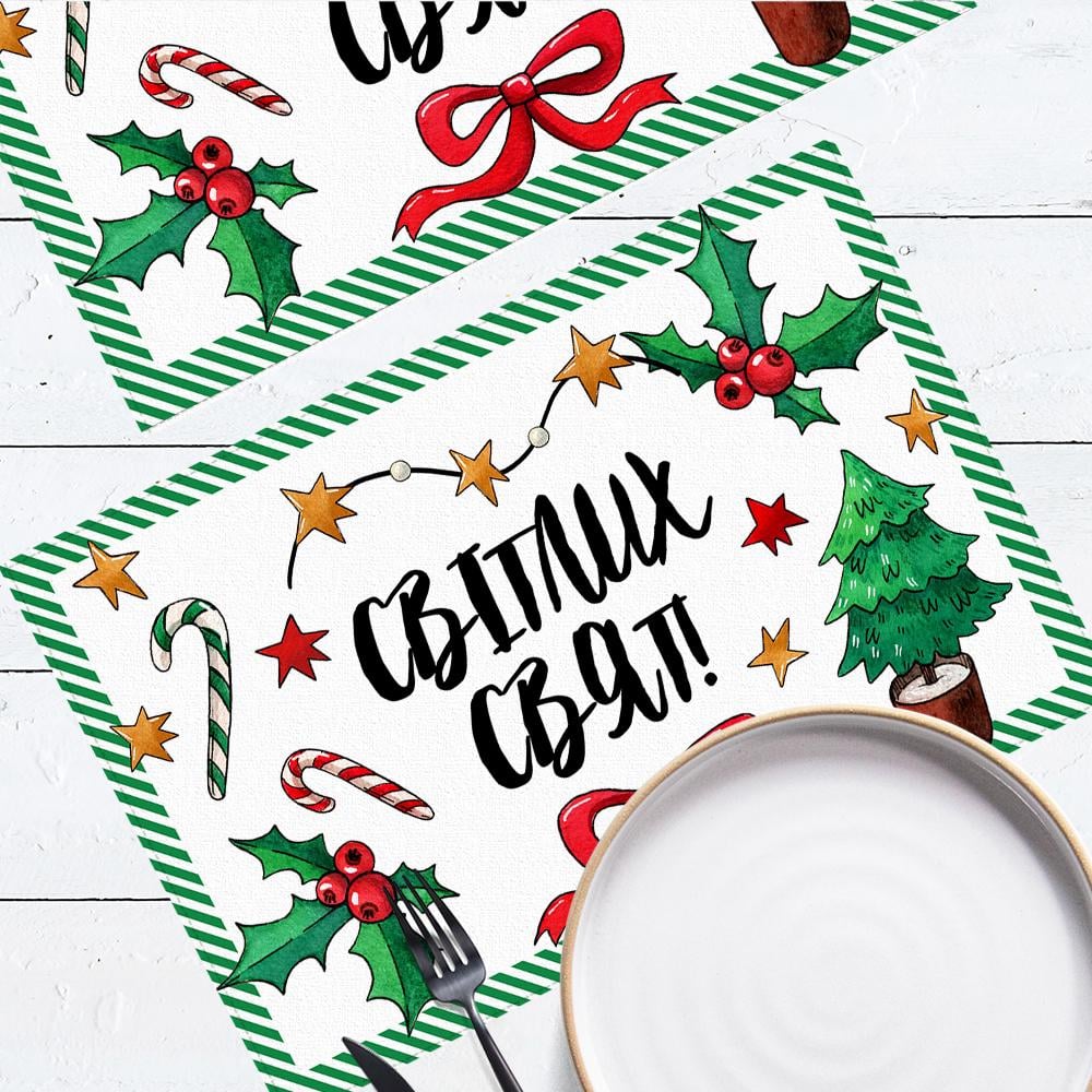 Салфетка тканевая сервировочная Presentville под тарелку Светлых праздников! 40х27 см2 шт. (SRVS_O_23NG047)