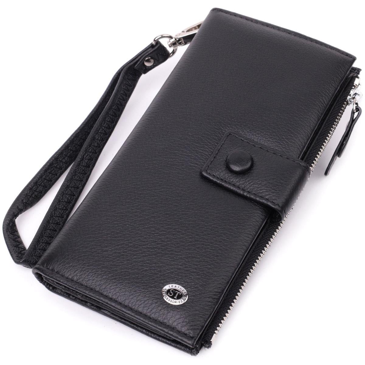 Кошелек-клатч женский ST Leather 22537 с ремешком из натуральной кожи Черный (168-136-22537)