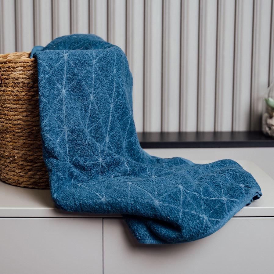 Полотенце для сауны однотонные ромбики 160х90 см Темно-синий (10150) - фото 1