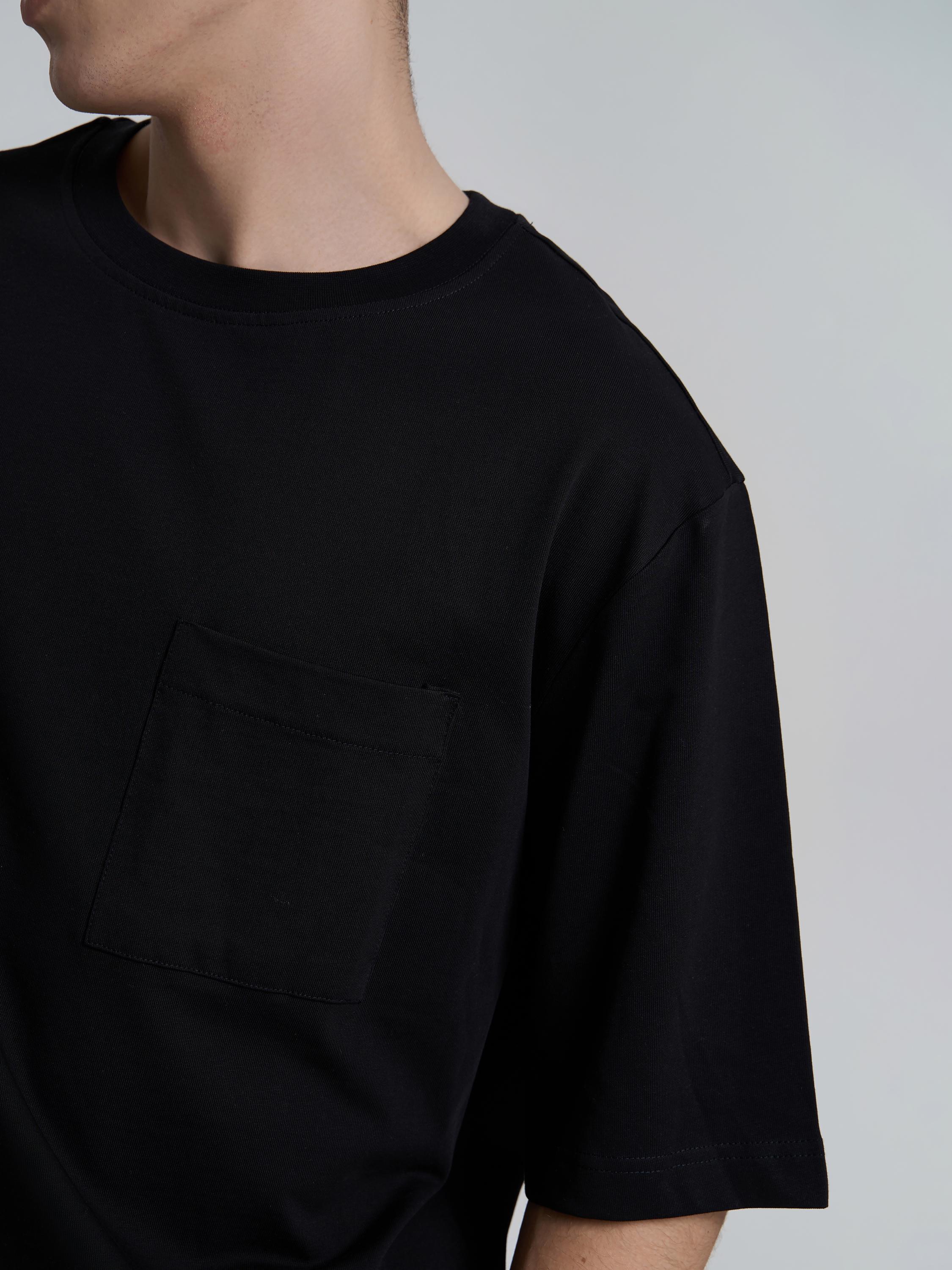 Футболка чоловіча оверсайз з нашивною кишеньою ROZA 230911 2XL Чорний (4824005722745) - фото 4 Футболка чоловіча оверсайз з нашивною кишеньою ROZA 230911 2XL Чорний (4824005722745) - фото 4