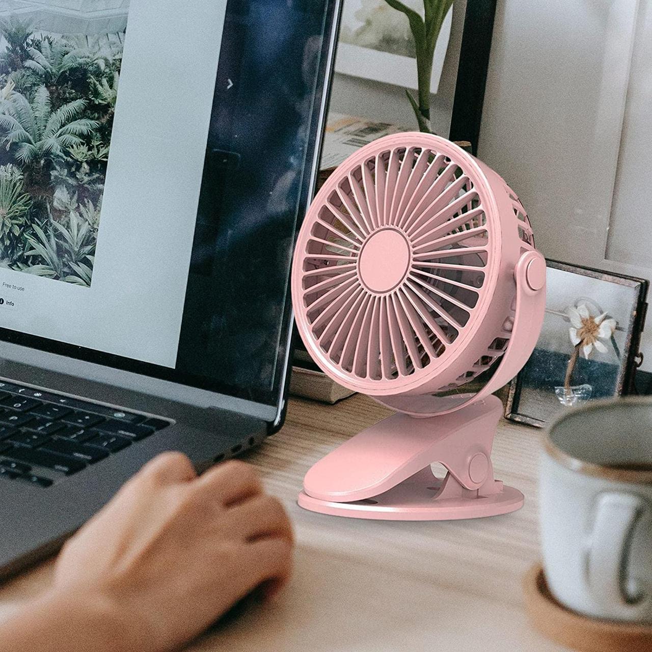 Вентилятор портативный с прищепкой и регулировкой на 360° USB Pink (18821717) - фото 4
