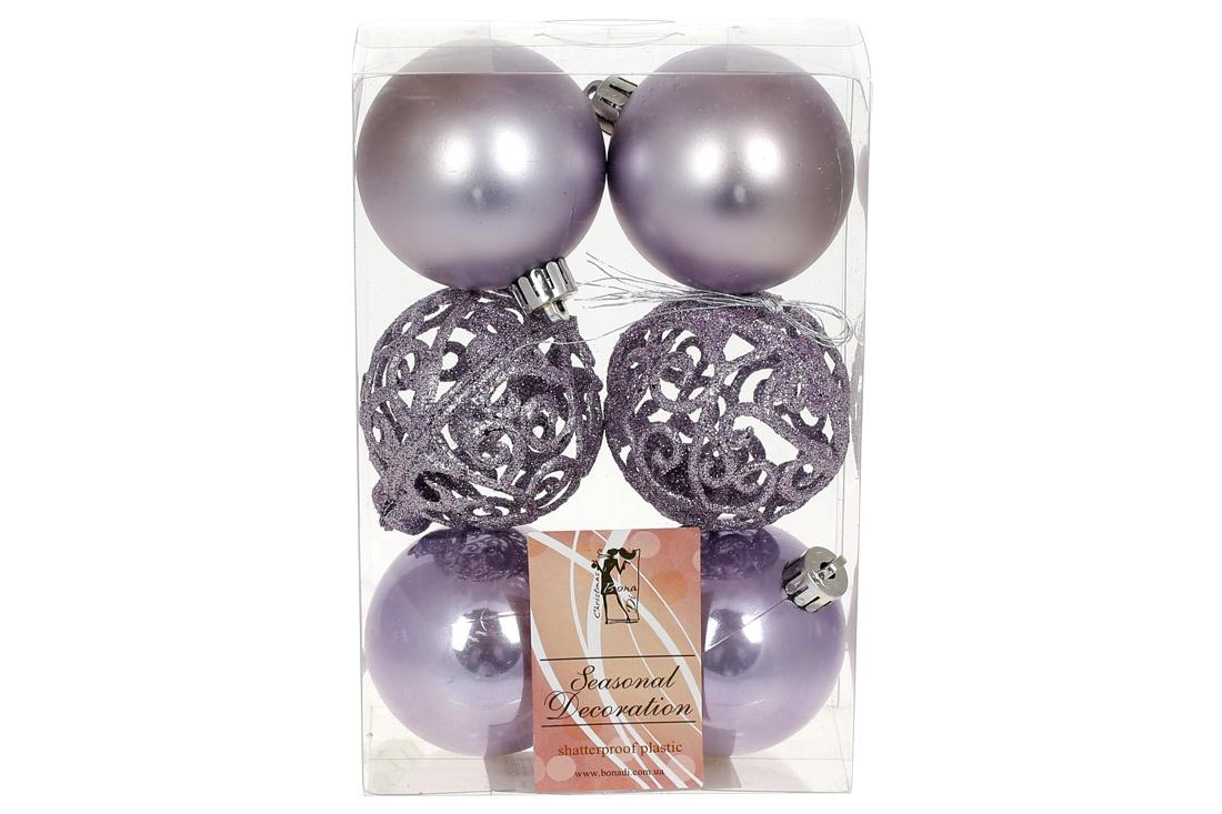 Набор новогодних шаров BonaDi пластик 6 шт. D 6 см (147-818)