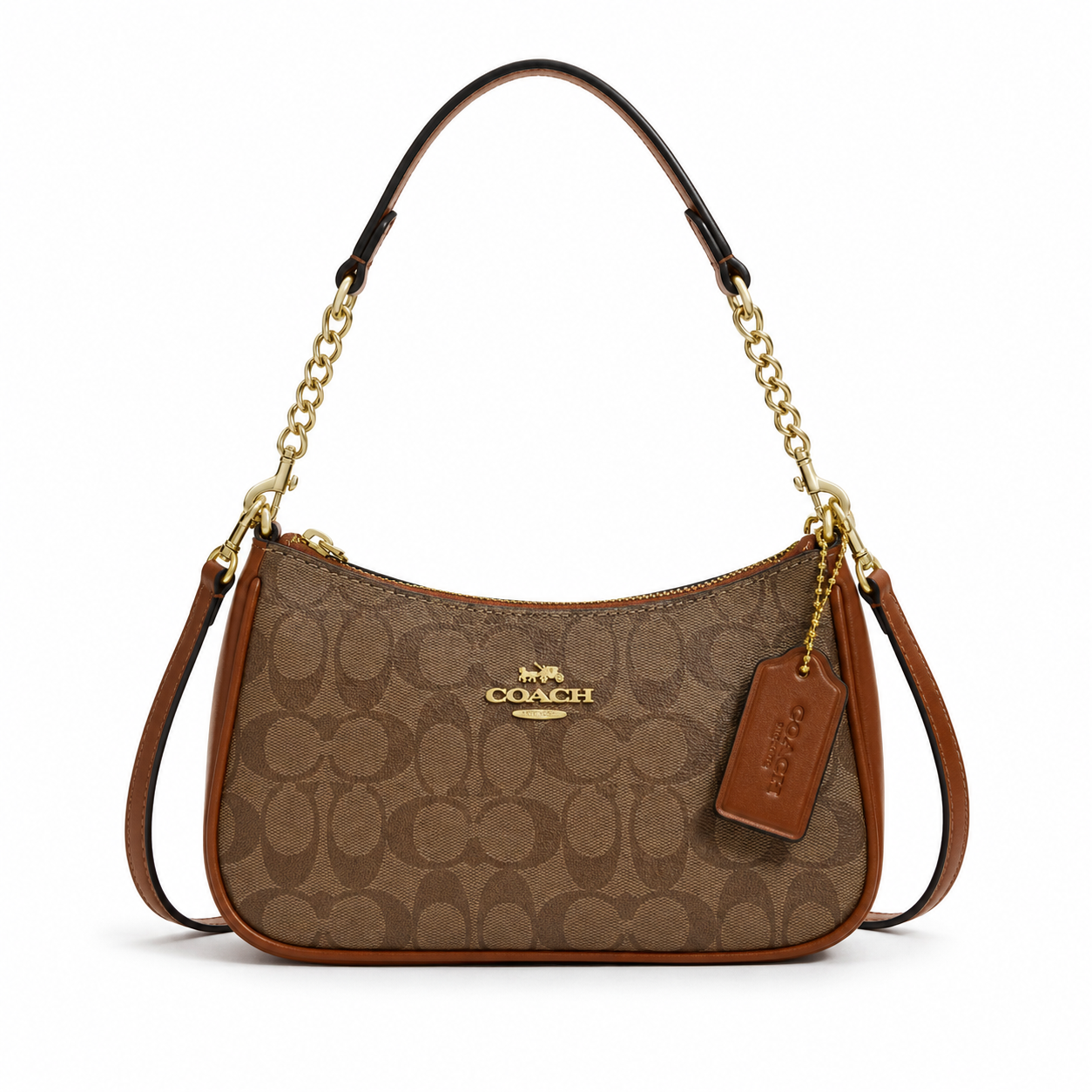 Сумка женская в стиле Coach Teri через плечо со съемной ручкой 24,1х15,2х7,6 см Светло-коричневый