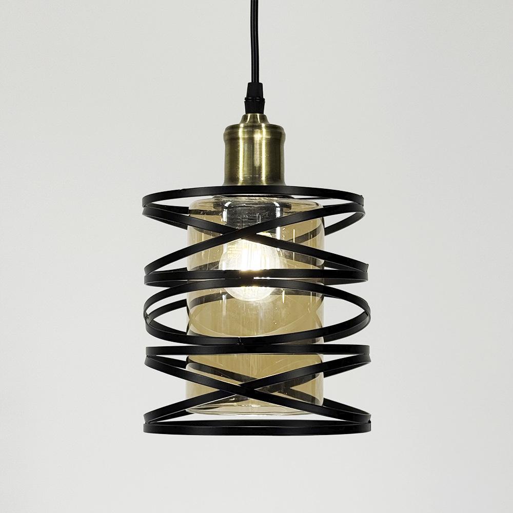 Світильник у круглому корпусі з 5-ма бурштиновими плафонами Чорний (12333/5R BK+AM) - фото 3 Світильник у круглому корпусі з 5-ма бурштиновими плафонами Чорний (12333/5R BK+AM) - фото 3