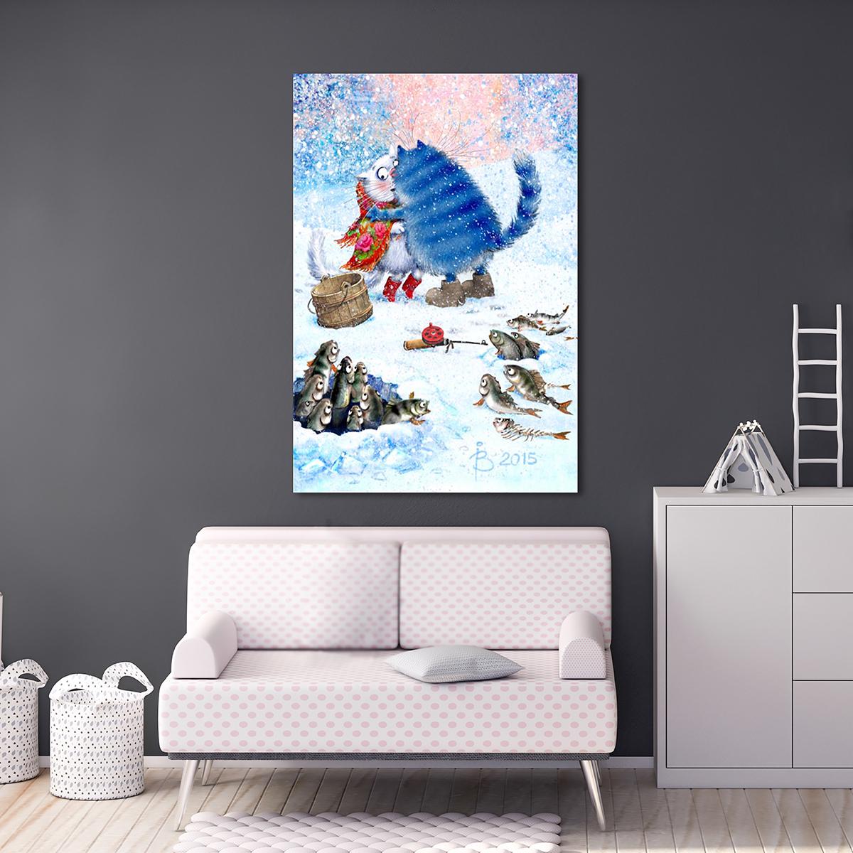 Модульная картина Любовь на рыбалке 1 модуль 70x105 см