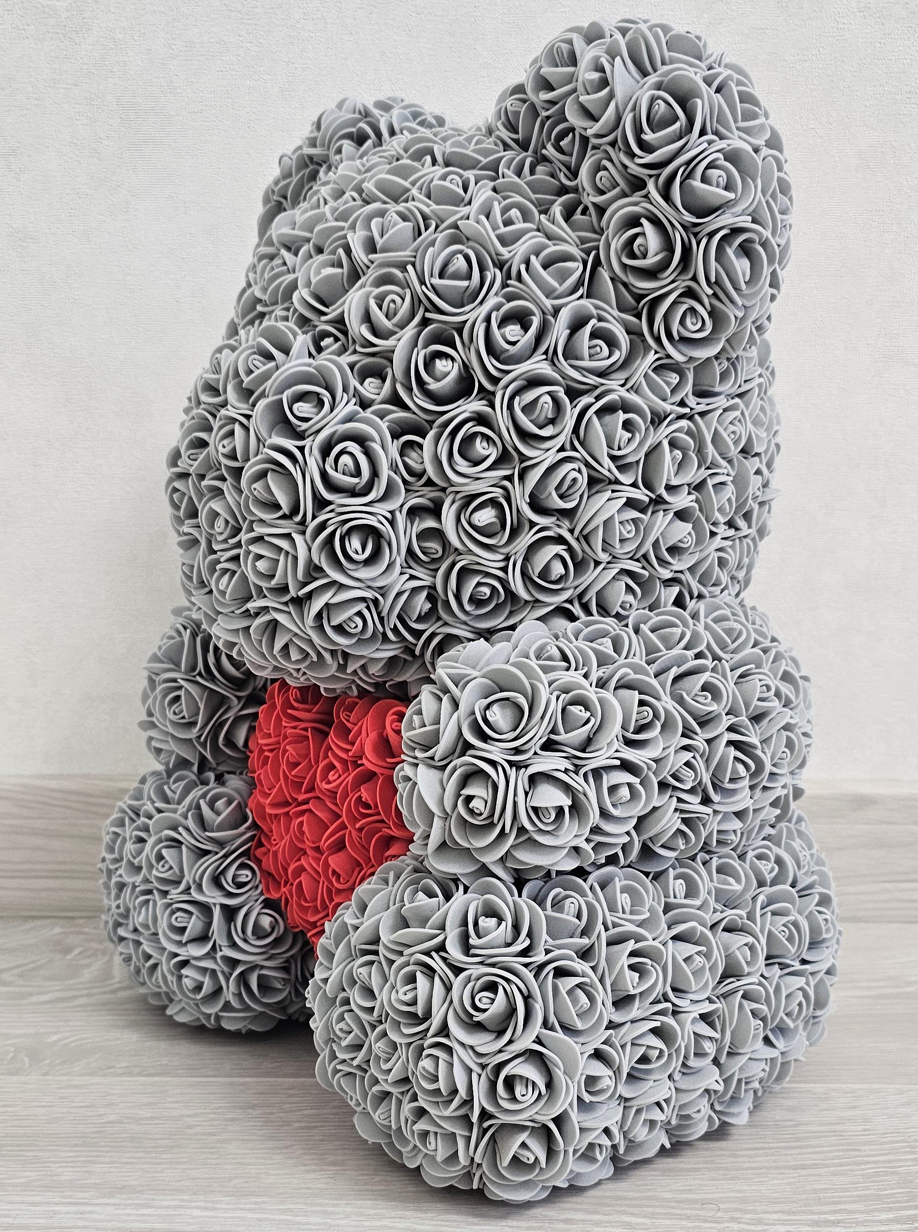 Мишка из искусственных роз T-PACK 40 см Серый (14951133) - фото 2 Мишка из искусственных роз T-PACK 40 см Серый (14951133) - фото 2