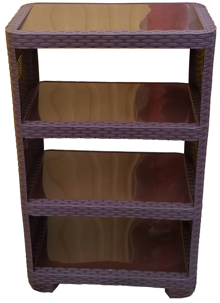 Этажерка пластиковая ПолимерАгро Ротанг на 4 яруса Коричневый (1393-К) - фото 2 Этажерка пластиковая ПолимерАгро Ротанг на 4 яруса Коричневый (1393-К) - фото 2