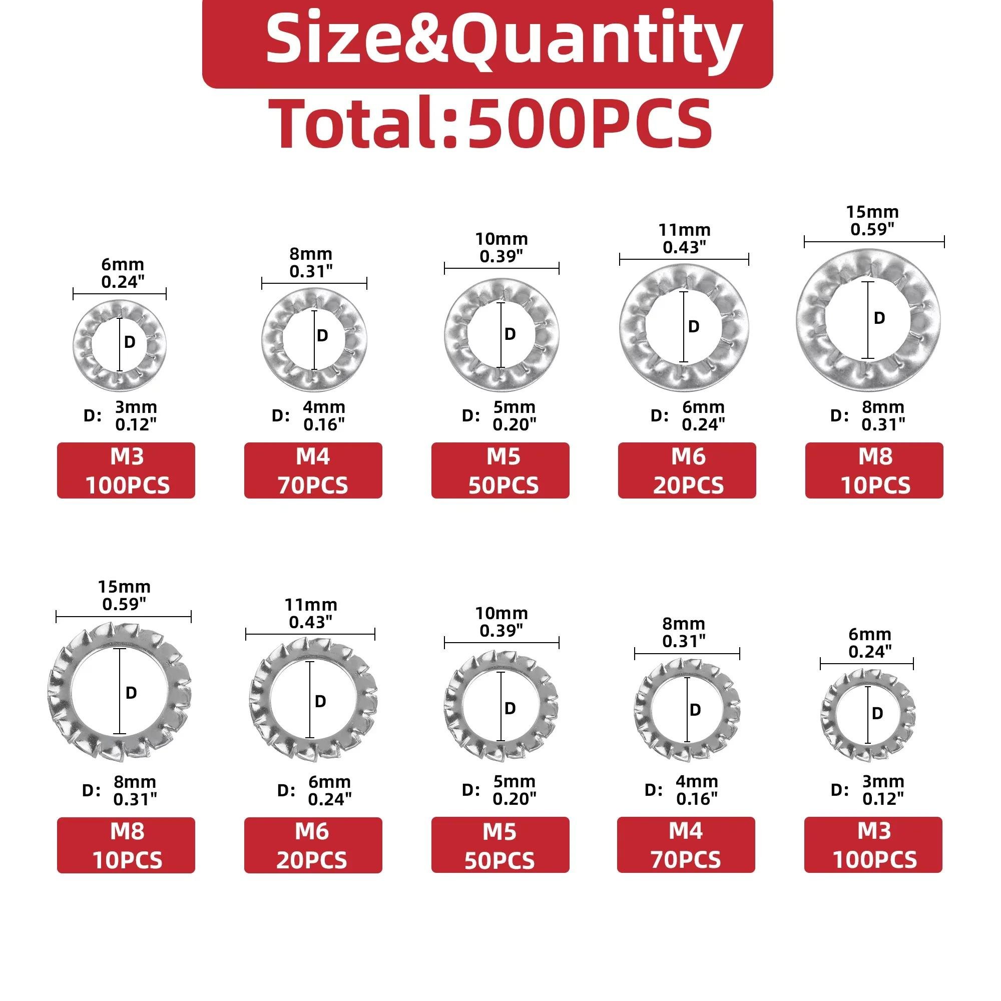 Шайби зубчасті із нержавіючої сталі 304 A2-70 M3/M4/M5/M6/M8/M10 500 шт. (978687) - фото 2 Шайби зубчасті із нержавіючої сталі 304 A2-70 M3/M4/M5/M6/M8/M10 500 шт. (978687) - фото 2