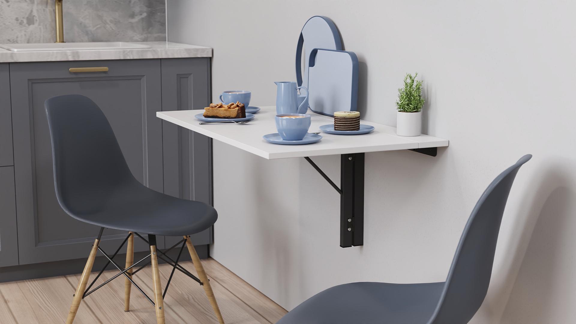 Обеденный стол-трансформер стеновой Ferrum-decor Ника металл/ДСП 16 мм 420x900x500 мм Черный/Белый (FRD-105164) - фото 5 Обеденный стол-трансформер стеновой Ferrum-decor Ника металл/ДСП 16 мм 420x900x500 мм Черный/Белый (FRD-105164) - фото 5