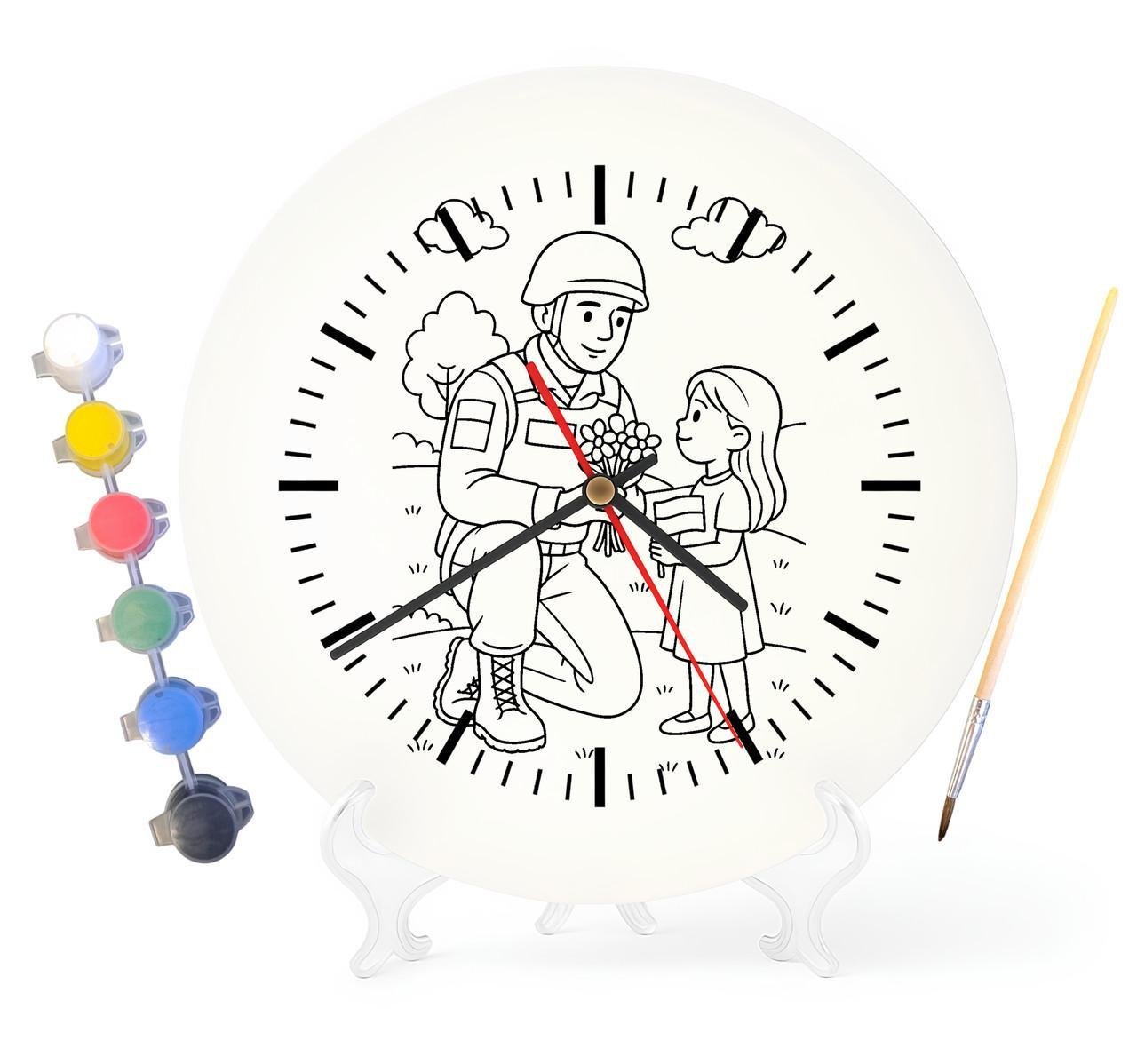 Детский набор для творчества часы раскраска Защитники Украины 30 см (Г0057)