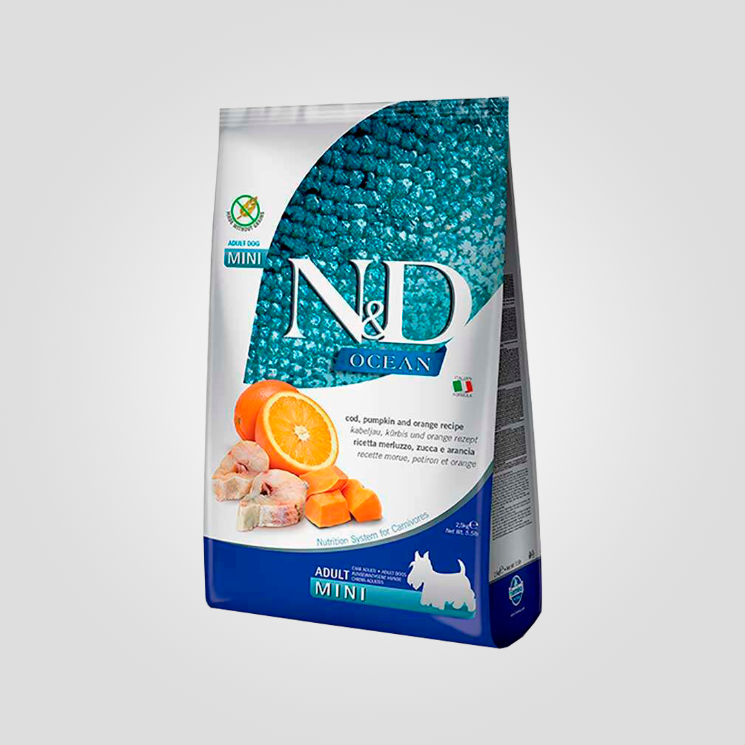 Корм сухой Farmina N&D Ocean Cod Pumpkin&Orange Mini с треской 25 кг (PND0250064)