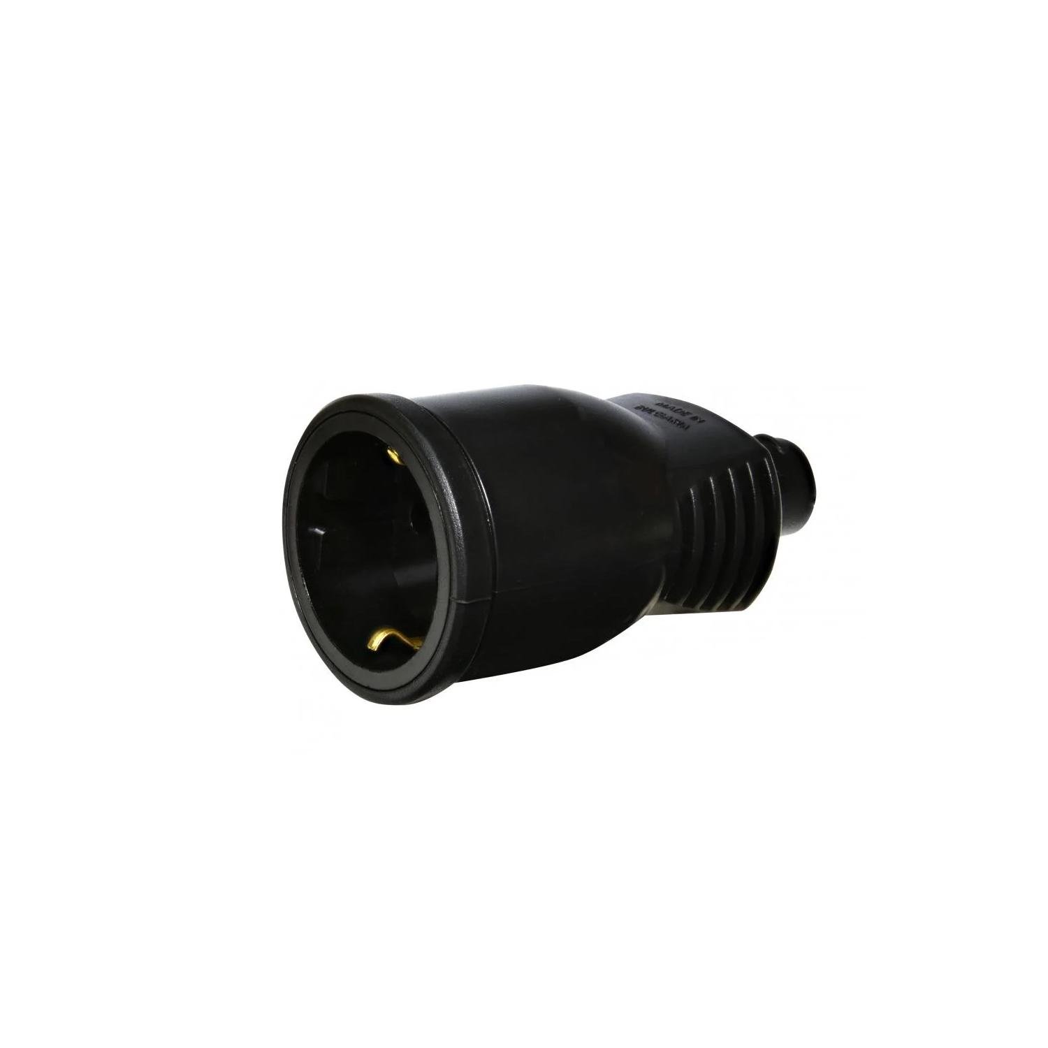 Розетка кабельна ETI ERS-1 із заземленням каучук із заглушкою IP20 Чорний (4481008)