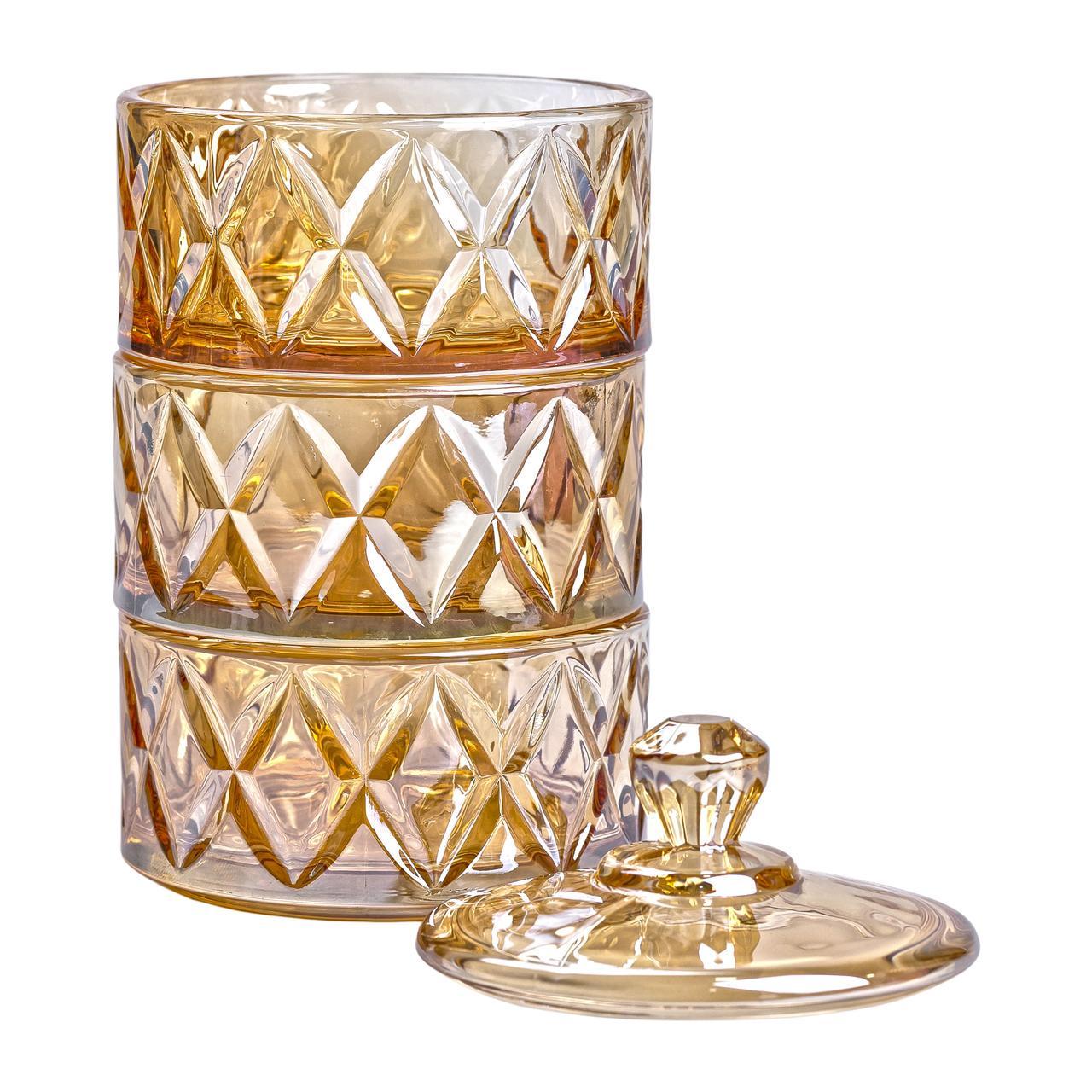 Конфетница трехуровневая стеклянная с крышкой HP-YH-80 Ø 10 см Коричневый (A-033673) - фото 4 Конфетница трехуровневая стеклянная с крышкой HP-YH-80 Ø 10 см Коричневый (A-033673) - фото 4