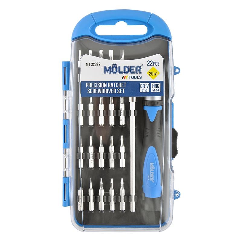 Отвертка реверсивная Molder 20в1 с комплектом насадок для точных работ (MT32322)