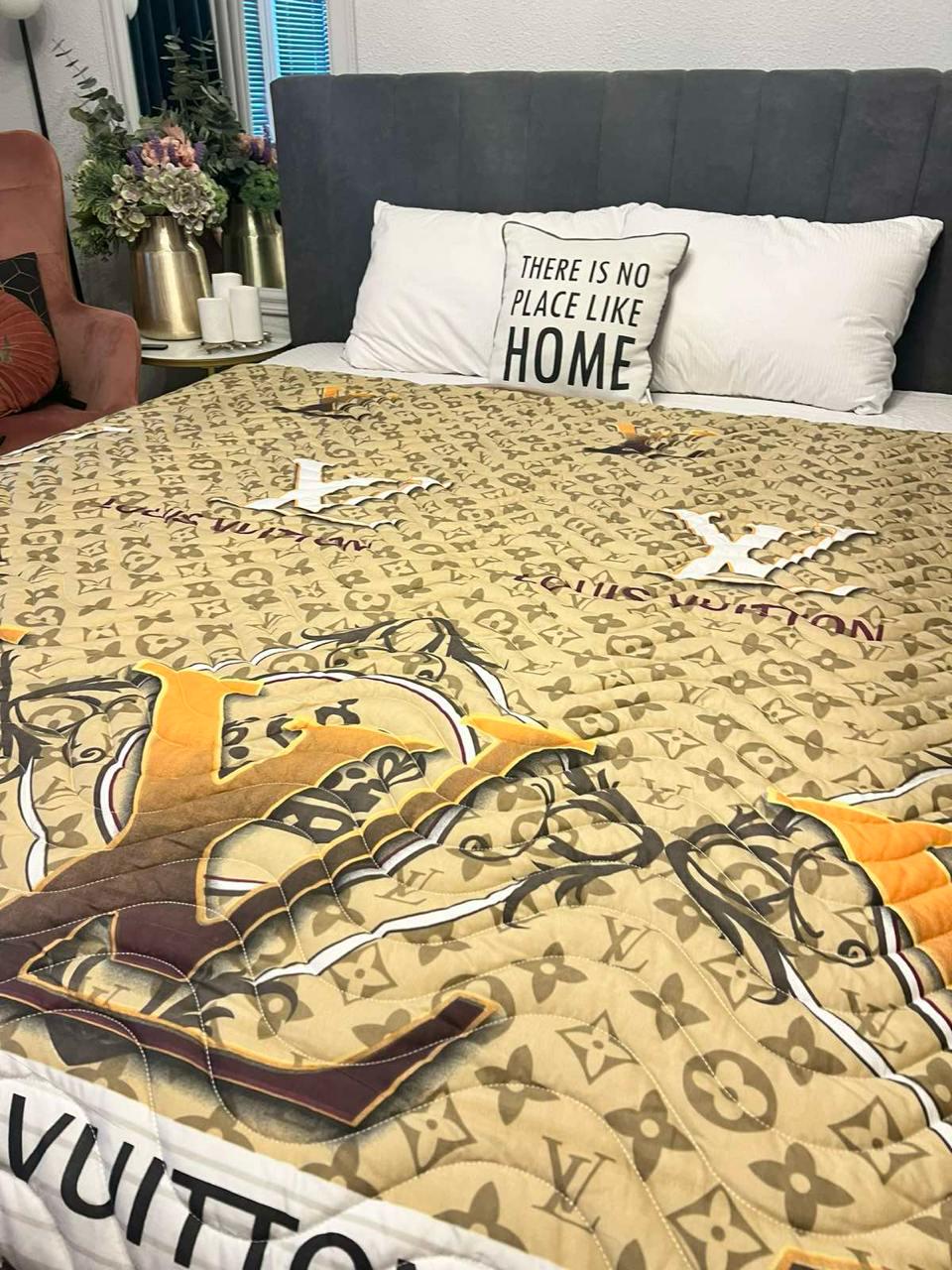 Одеяло летнее двухстороннее с рисунком полутораспальное 150x210 см Кофейный (27480540) - фото 5