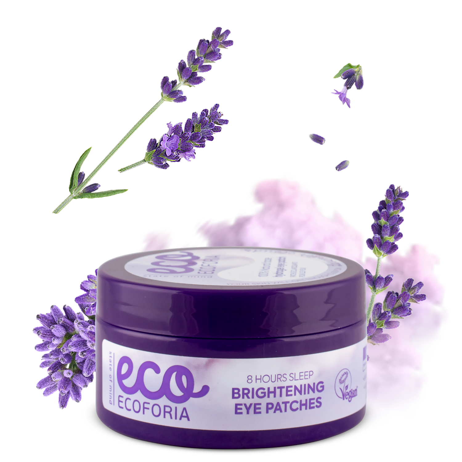 Патчі для очей Ecoforia Lavender Clouds Освітлюючі на 8 годин сну 60шт