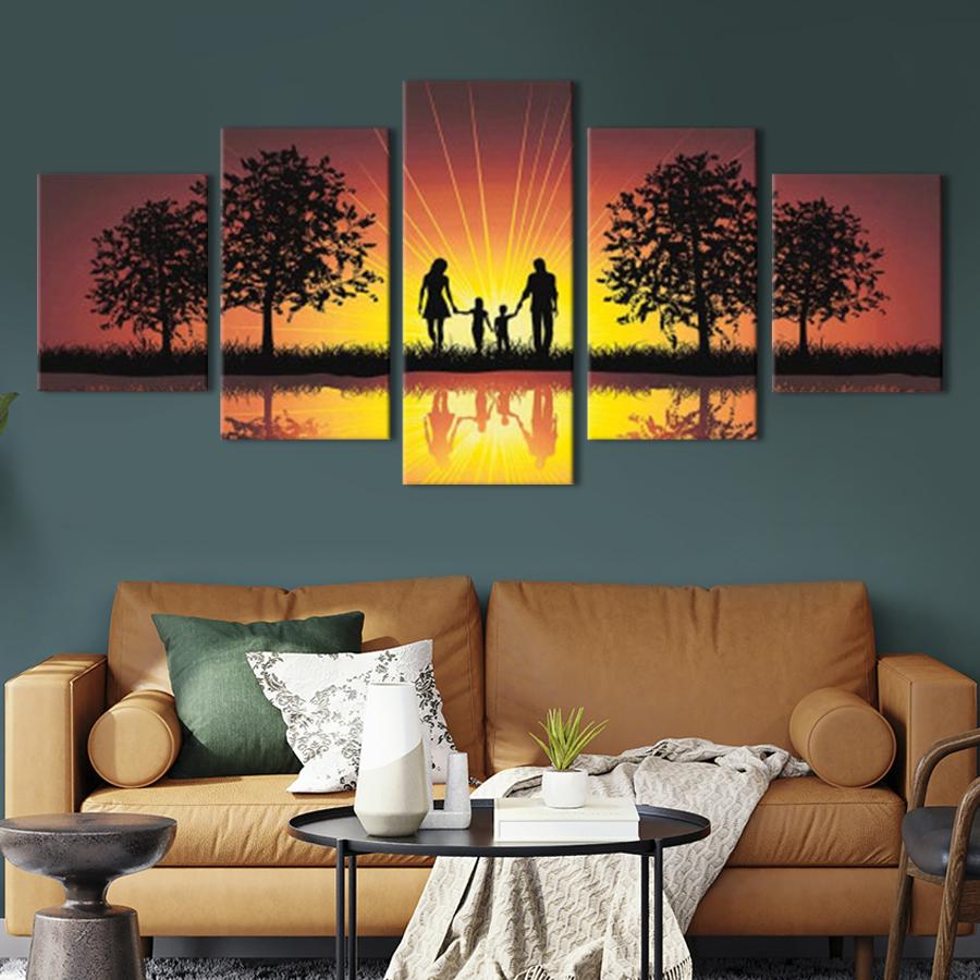 Картина модульная из 5 частей Семья на закате L 162x80 см (MK53633)