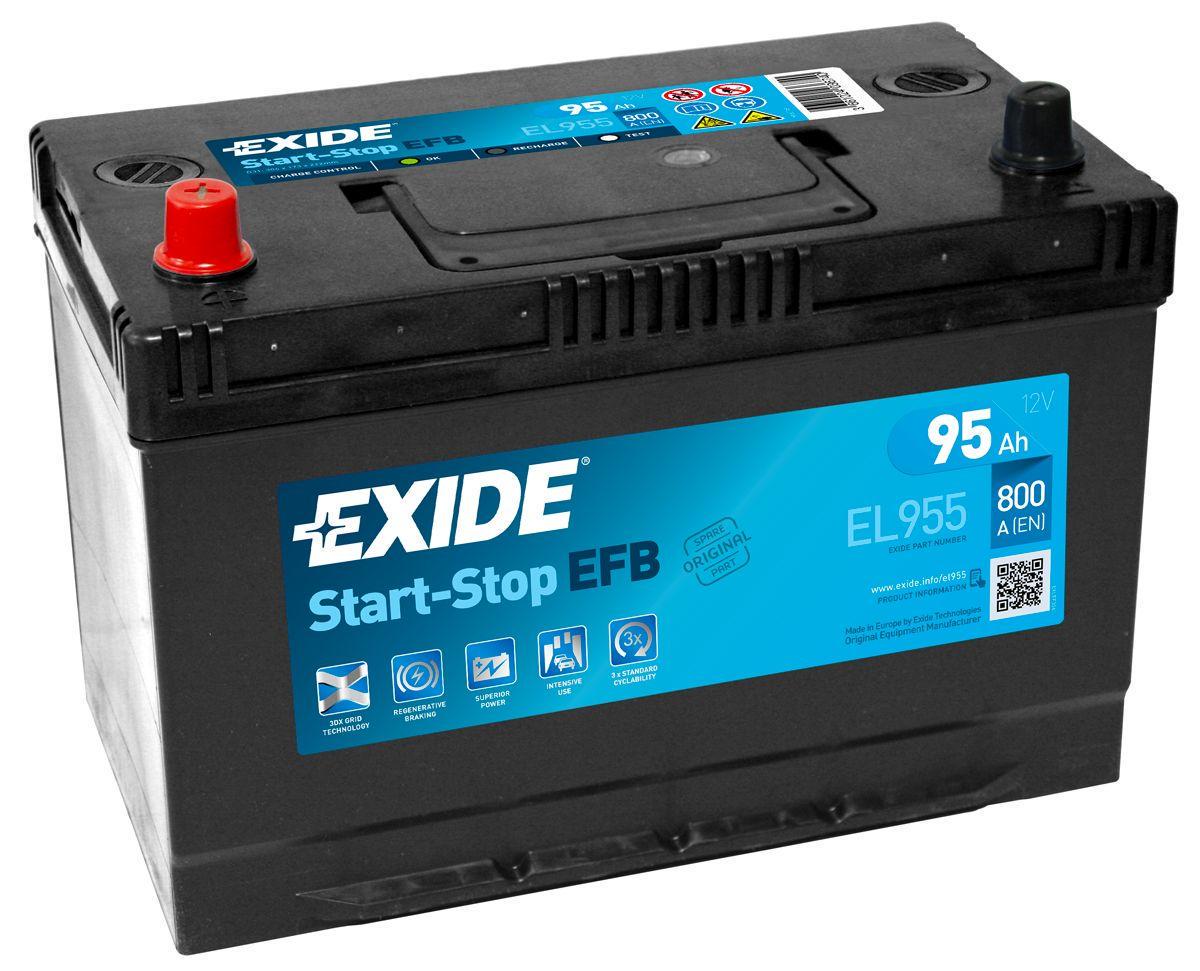 Аккумулятор автомобильный EXIDE Start-Stop EFB EL955 EN 6СТ-95Ah Аз ASIA 800A (91735) - фото 1