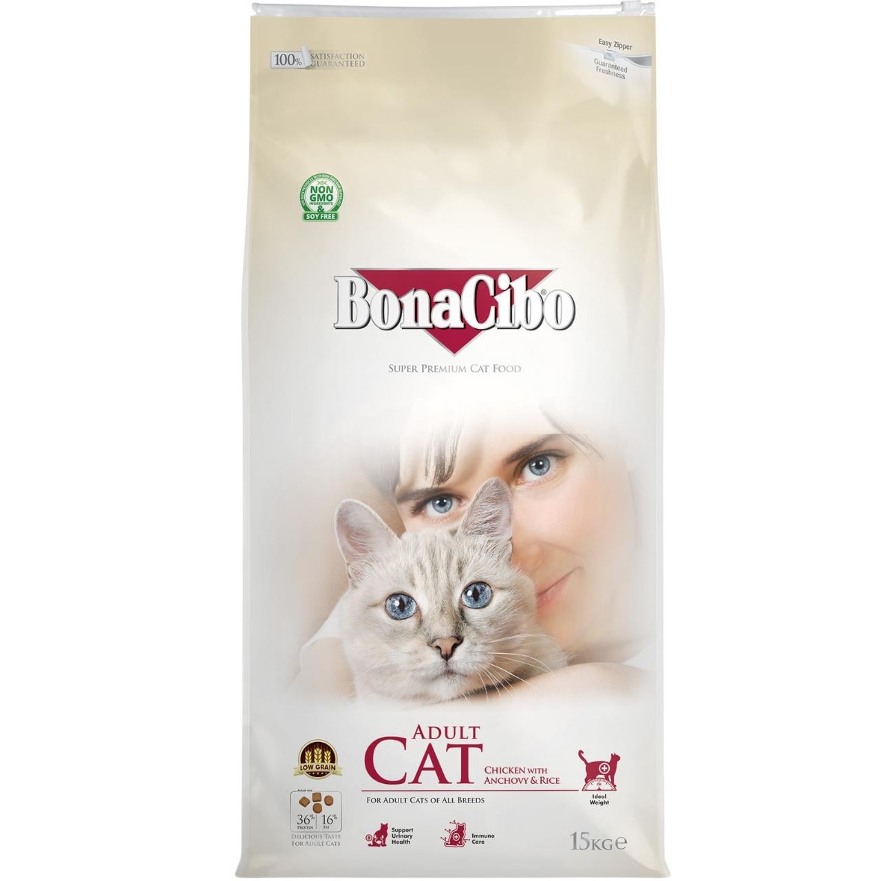 Корм сухий BonaCibo Cat Chicken&Rice with Anchovy для дорослих котів з м'ясом курки/анчоусами та рисом 15 кг (BC406953)