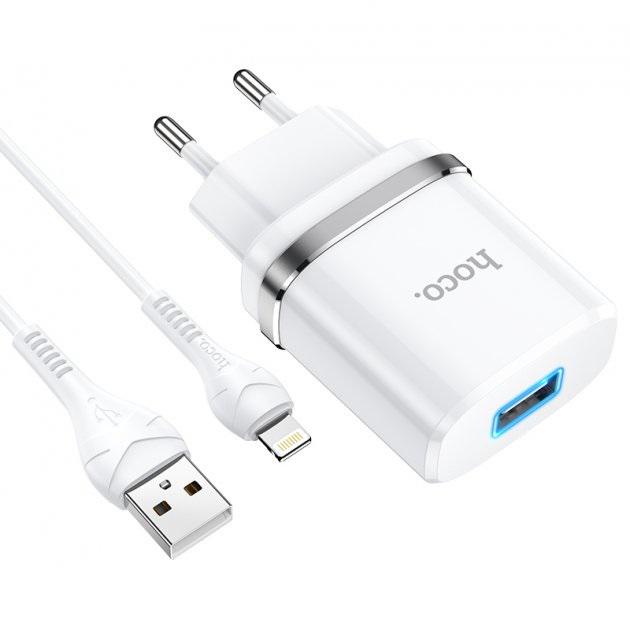 Зарядное устройство Hoco Lightning Cable Ardent single port charger set N1 1USB 5 V 2,4 A 12 W White (537641) Зарядное устройство Hoco Lightning Cable Ardent single port charger set N1 1USB 5 V 2,4 A 12 W White (537641)