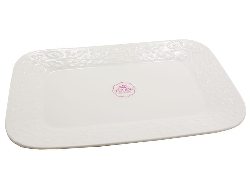 Блюдо прямоугольное фарфоровое TUDOR Лоза 30,5 см Белый (TU3794)