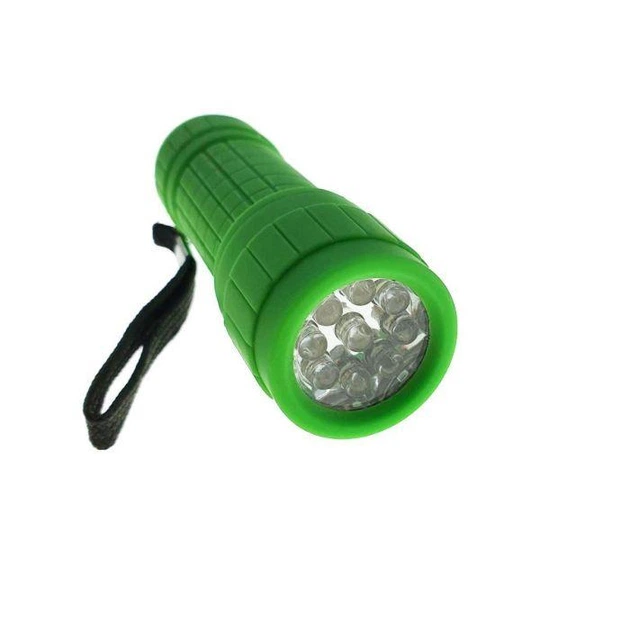 Фонарик 9led на батарейках 10x3 см Зеленый (872С)