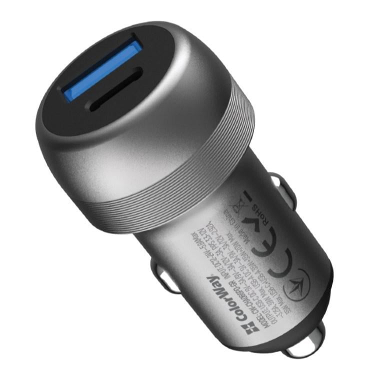 Зарядний пристрій в авто ColorWay CW-CHA066PD-GR USB-C USB-A 70W PD 3.0/QC 3.0 Grey (35575279)