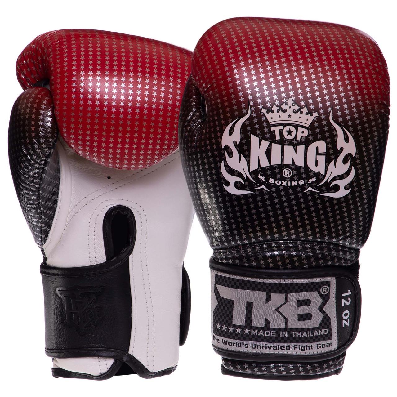 Боксерские перчатки Top King Super Star кожаные 18 oz Черно-красный (TKBGSS-01)