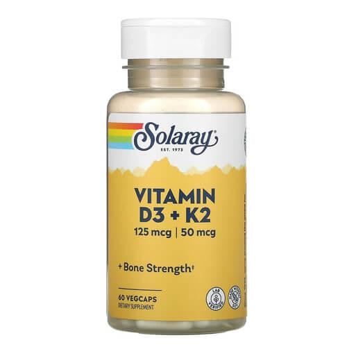 Витамин D3+K-2 Solaray Vitamin D3+K2 60 veg capsules (SOR-38584)