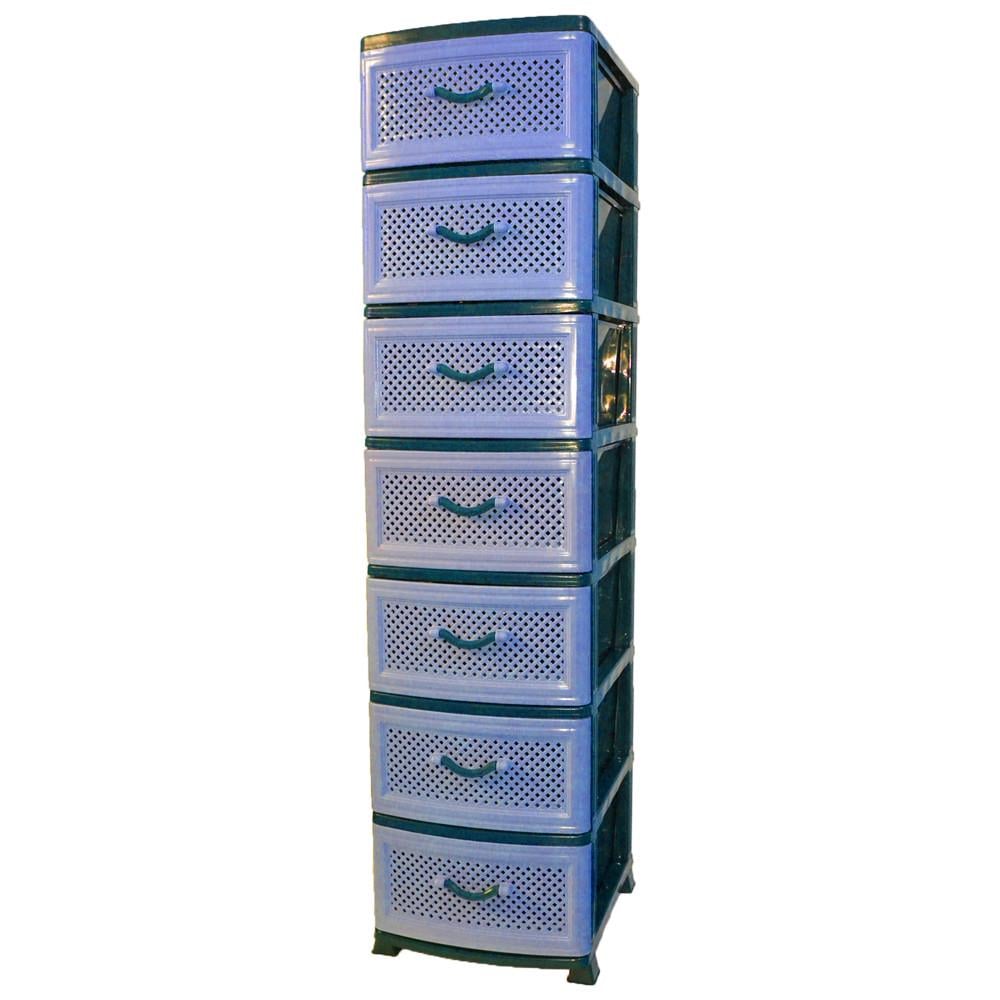 Комод пластиковый для хранения Effe на 7 ярусов с ящиками и ручками Черный-серый (147-46-10254)